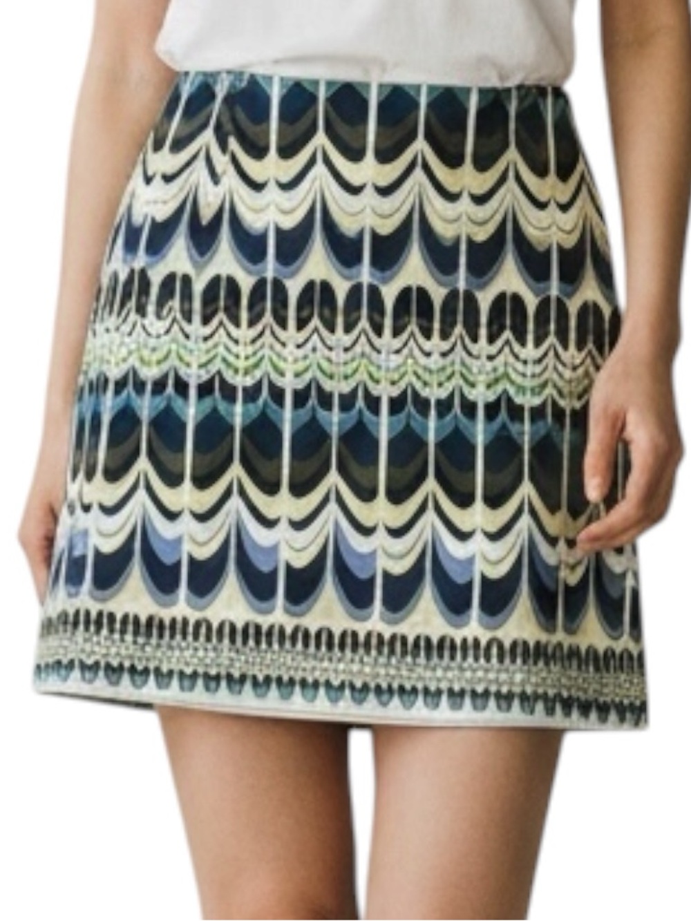 Talbots Navy Yellow Skirt NWOT Size 10 EuroGirl Y2K